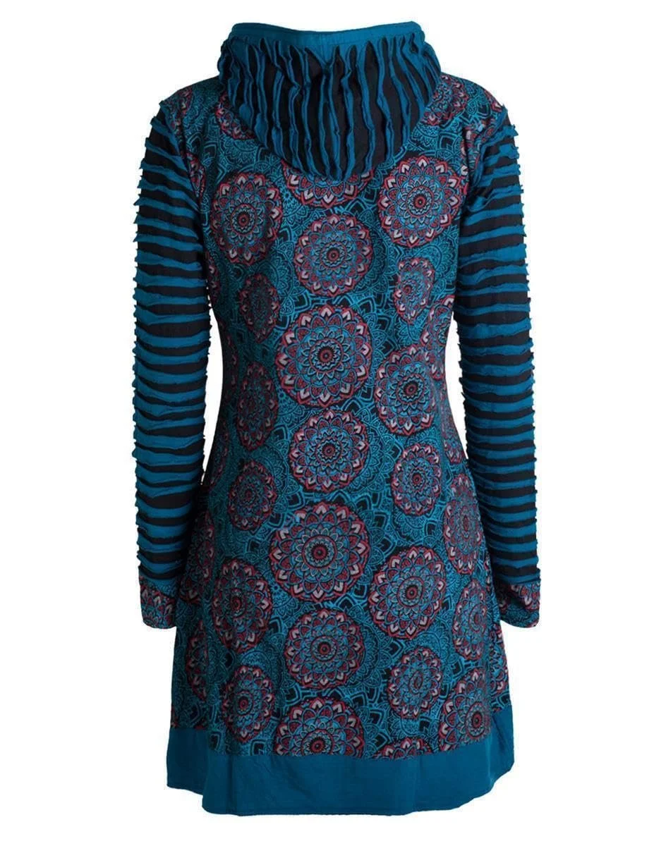 Женское пальто Vishes с цветочной мандалой из джерси, пальто в стиле хиппи с капюшоном, фото №2 Женское пальто Vishes с цветочной мандалой из джерси, пальто в стиле хиппи с капюшоном, фото №2