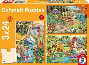 Детский пазл Schmidt Spiele Fun with the Dinosaurs 56465 3 x 24 элемента - Фото 1