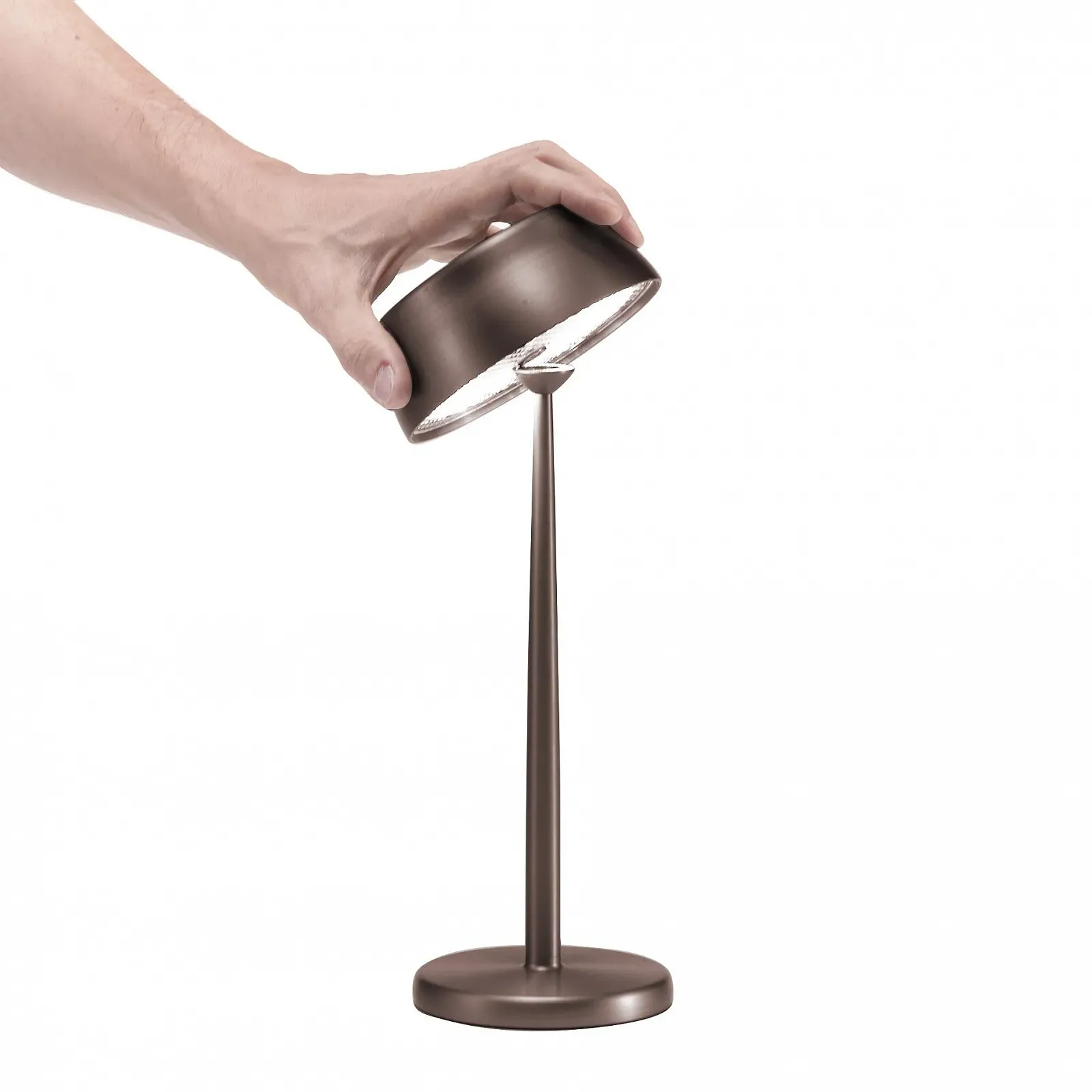 Настільна лампа Zafferano Sister Light акумуляторна бездротова сенсорна димер 2700-4000 K 32,8 см мідь анодована, фото №4