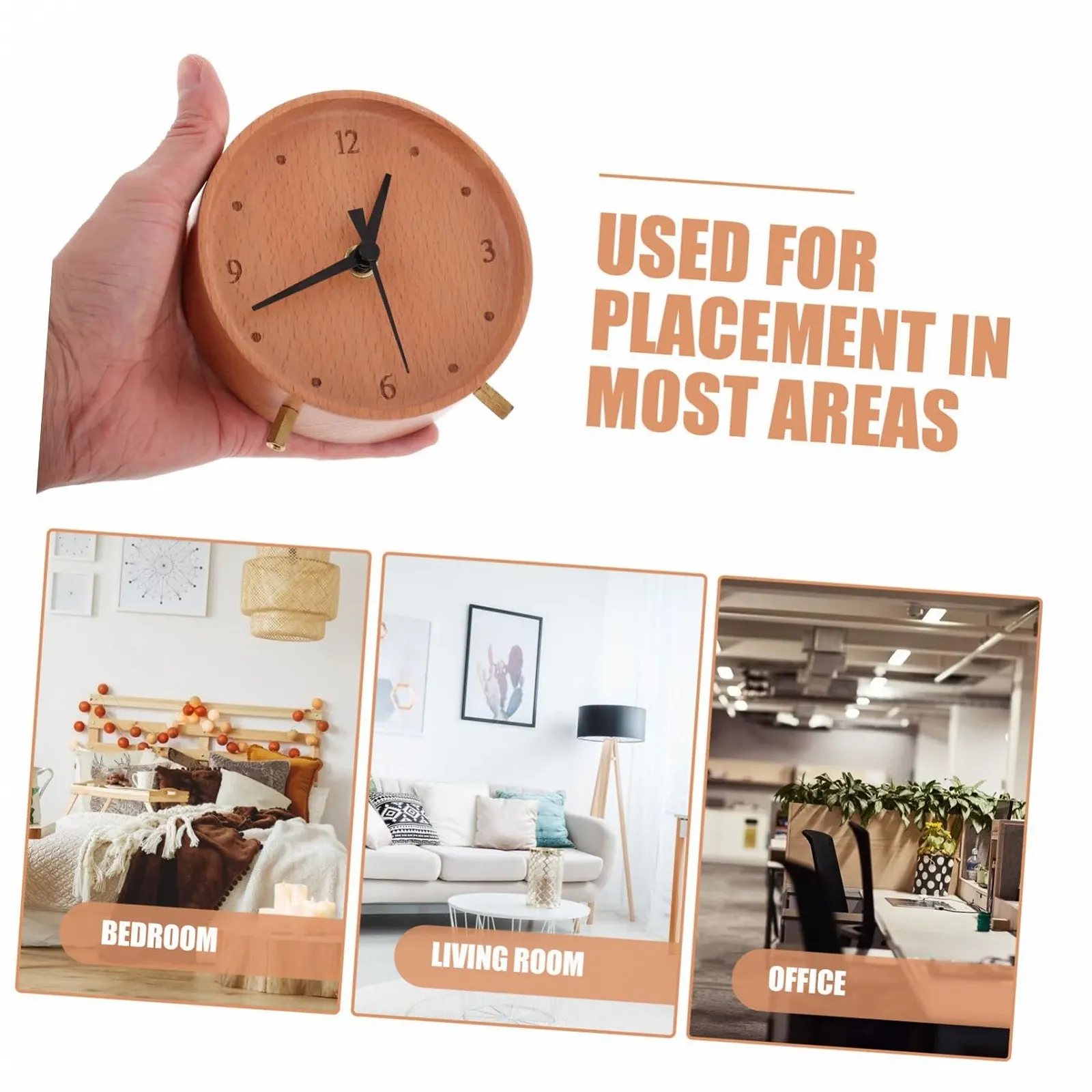 Настольные часы FUNOMOCYA Современный дизайн Бесшумные Для офиса и спальни Большие цифры, фото №3