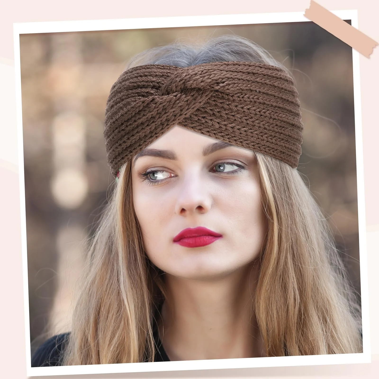 Пов'язка на голову в'язана зимова, фото №7