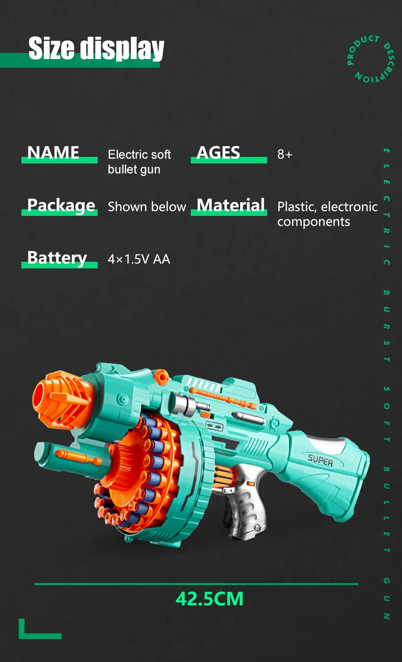 Дартбластер SV электро-пушка с 40 мягкими дротиками sv3069, фото №6