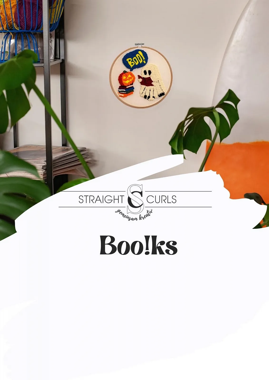 Набір для килимової вишивки StraightCurls Halloween Boo!ks 20 см 8 кольорів пряжі, фото №2