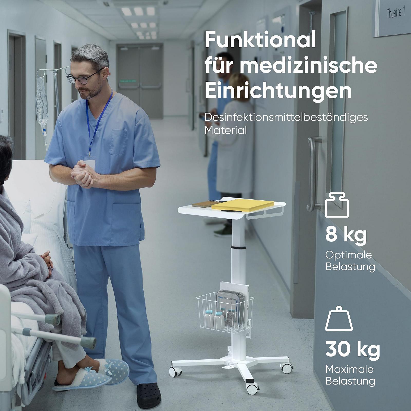 Столик для ноутбука на колесах ONKRON LMG30-W, белый, фото №4