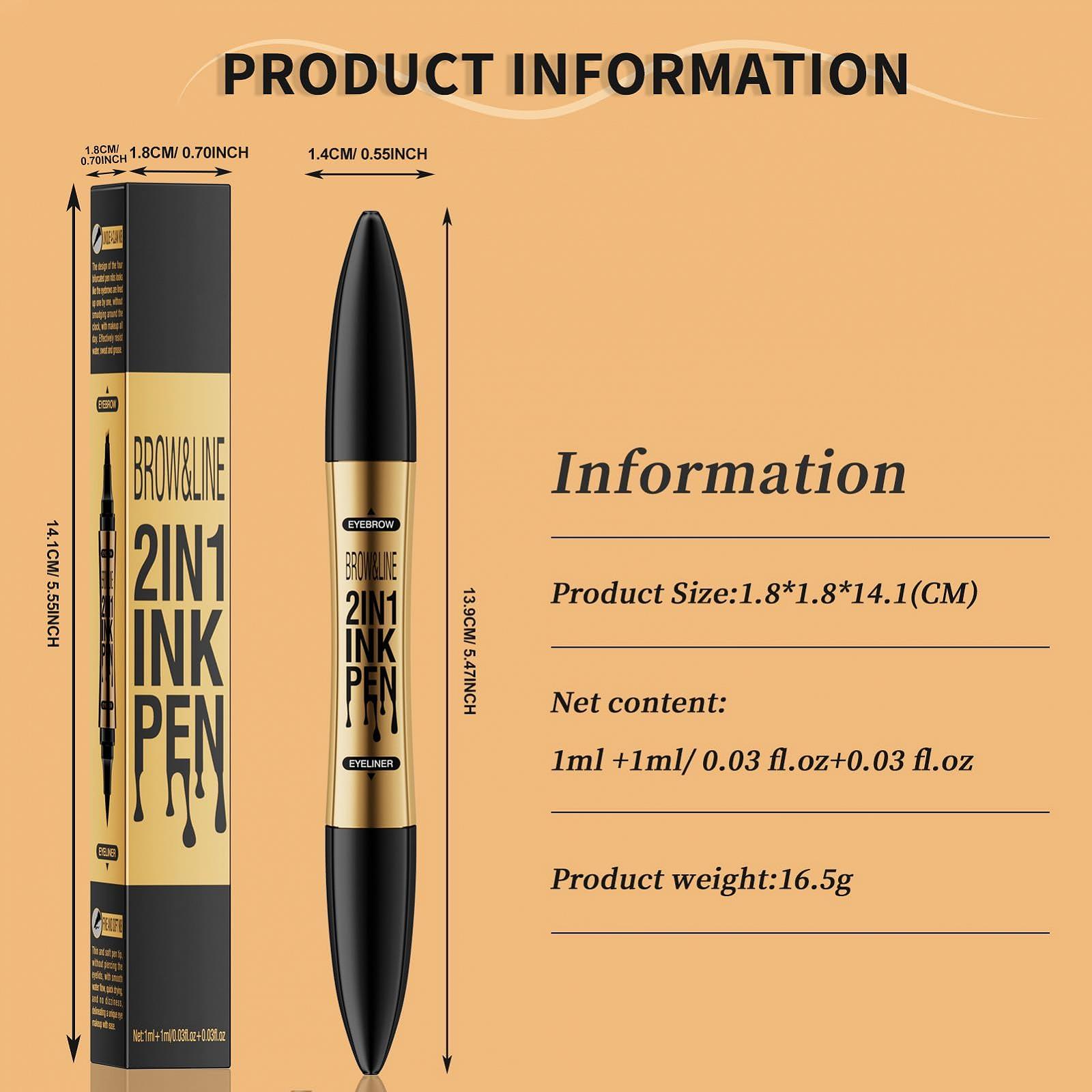 Олівець для брів 2-в-1 Double Head 4 Fork Tip Eyeliner Водостійкий Dark Brown, фото №2