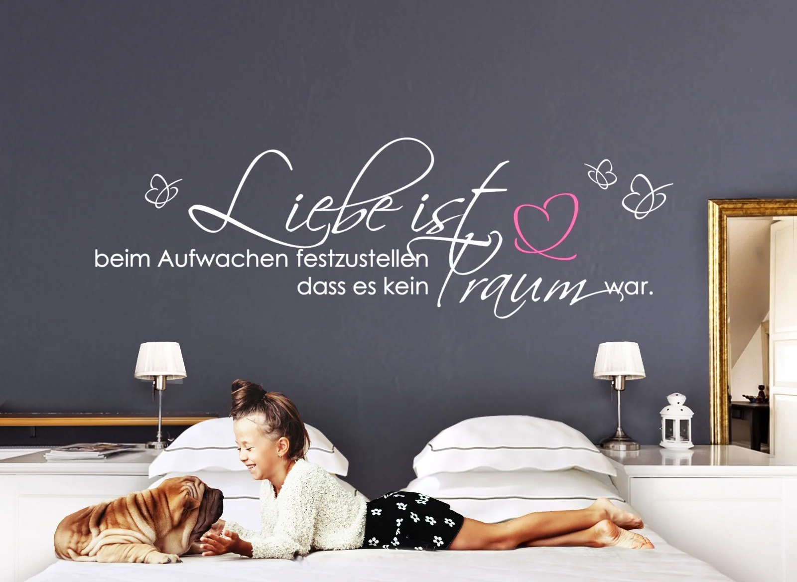 Наклейка на стену Grandora Liebe ist beim Aufwachen W800 120 x 38 см Черная, фото №3