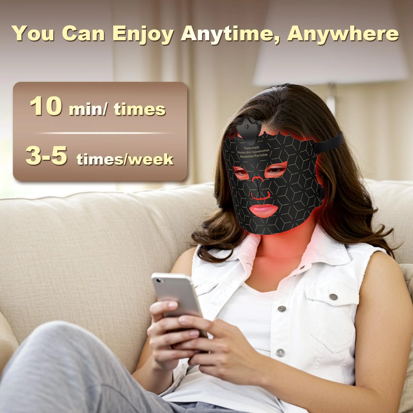 LED Маска для лица Rkdely 7 цветов, Беспроводная, Маска для лица с красным светом, фото №7 LED Маска для лица Rkdely 7 цветов, Беспроводная, Маска для лица с красным светом, фото №7