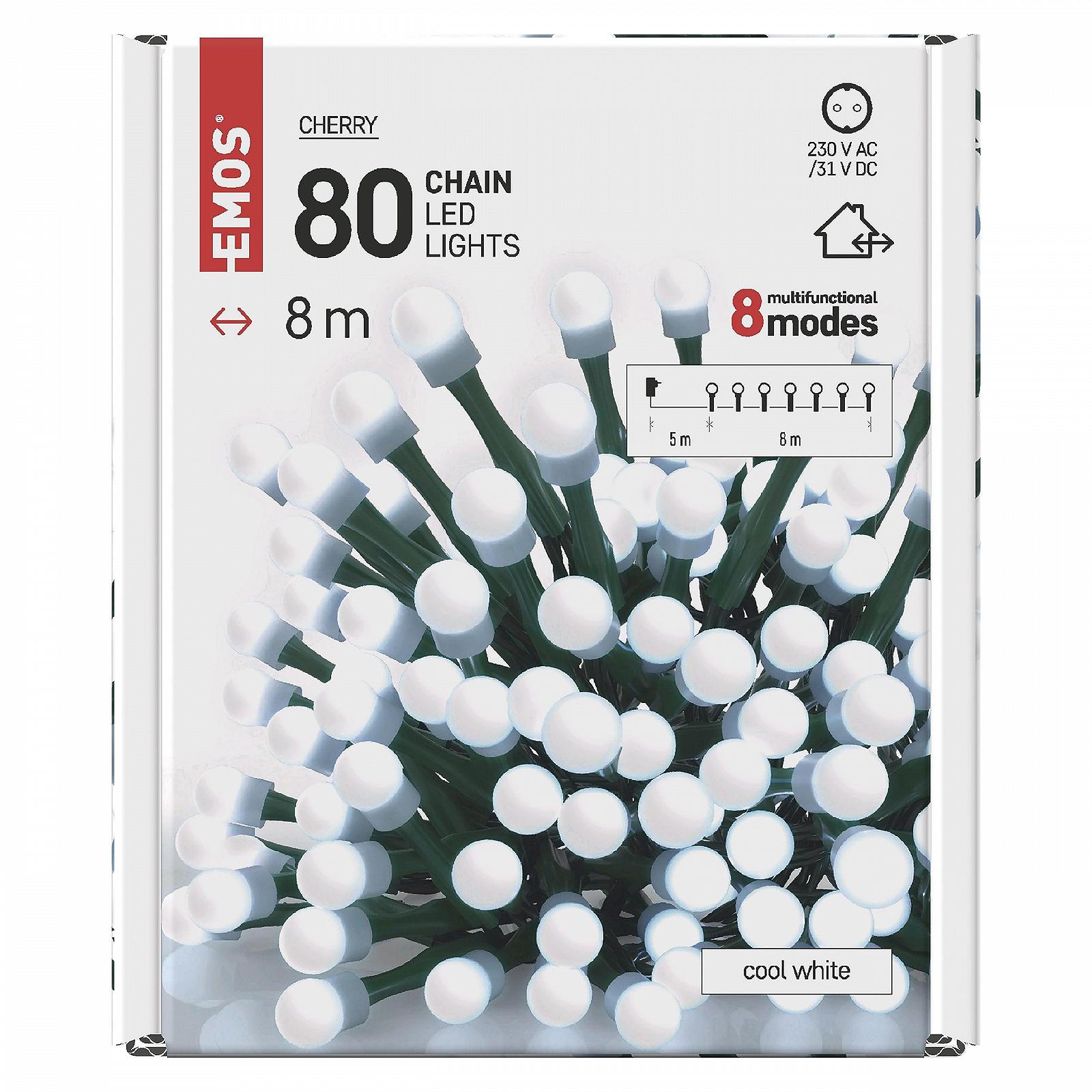 Гірлянда світлодіодна EMOS Cherry, 8 м, 80 LED, форма кулі діаметром 1 см, фото №7
