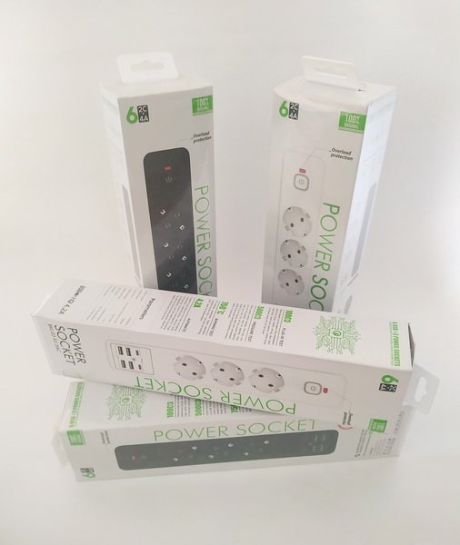 Мережевий фільтр живлення BKL 03 подовжувач 2м на 3 роз'єми 4USB 2Type-C Port, фото №4