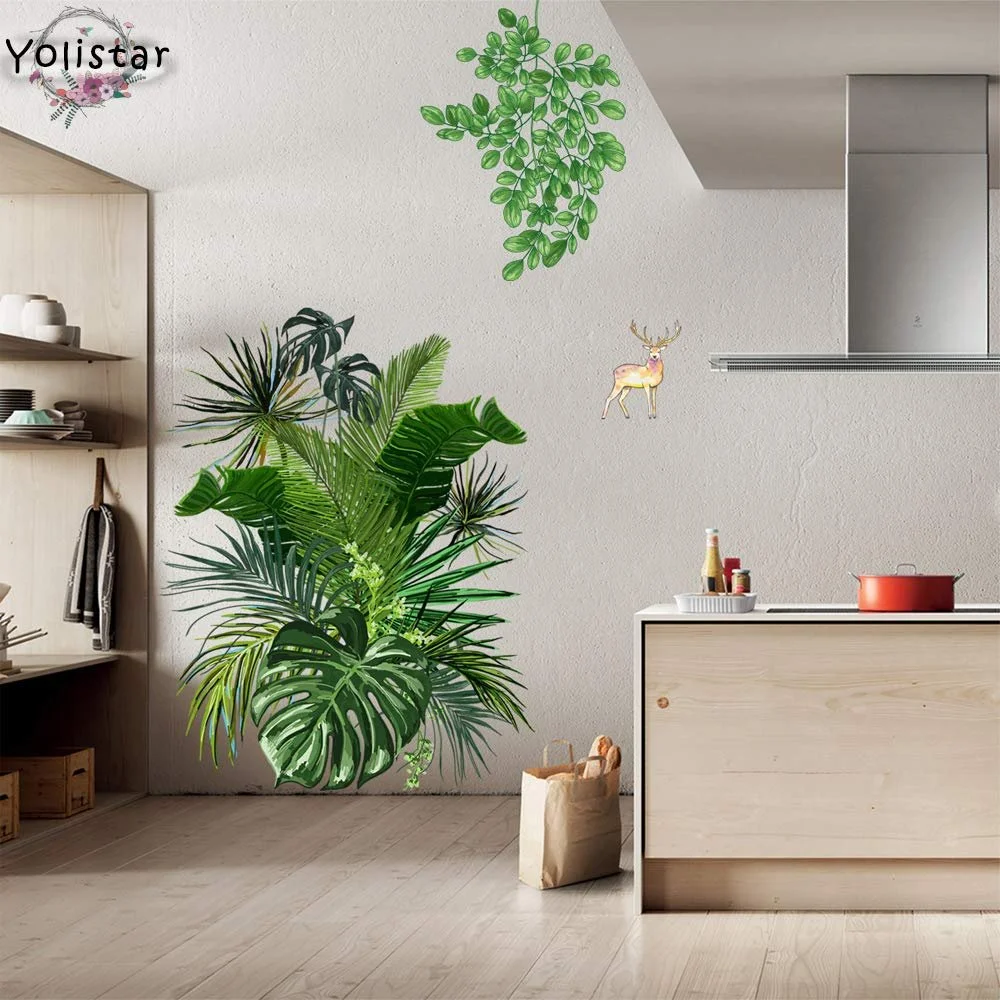 Наклейка на стіну Тропічне листя DIY 60 x 90 см 4 штуки Зелений, фото №9