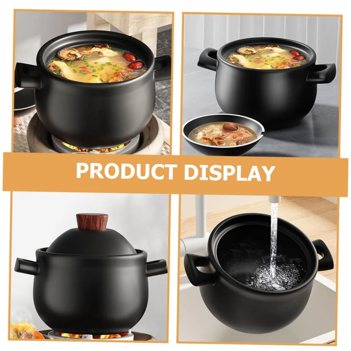 Кастрюля Cabilock 3,6 л керамическая с ручками, фото №4