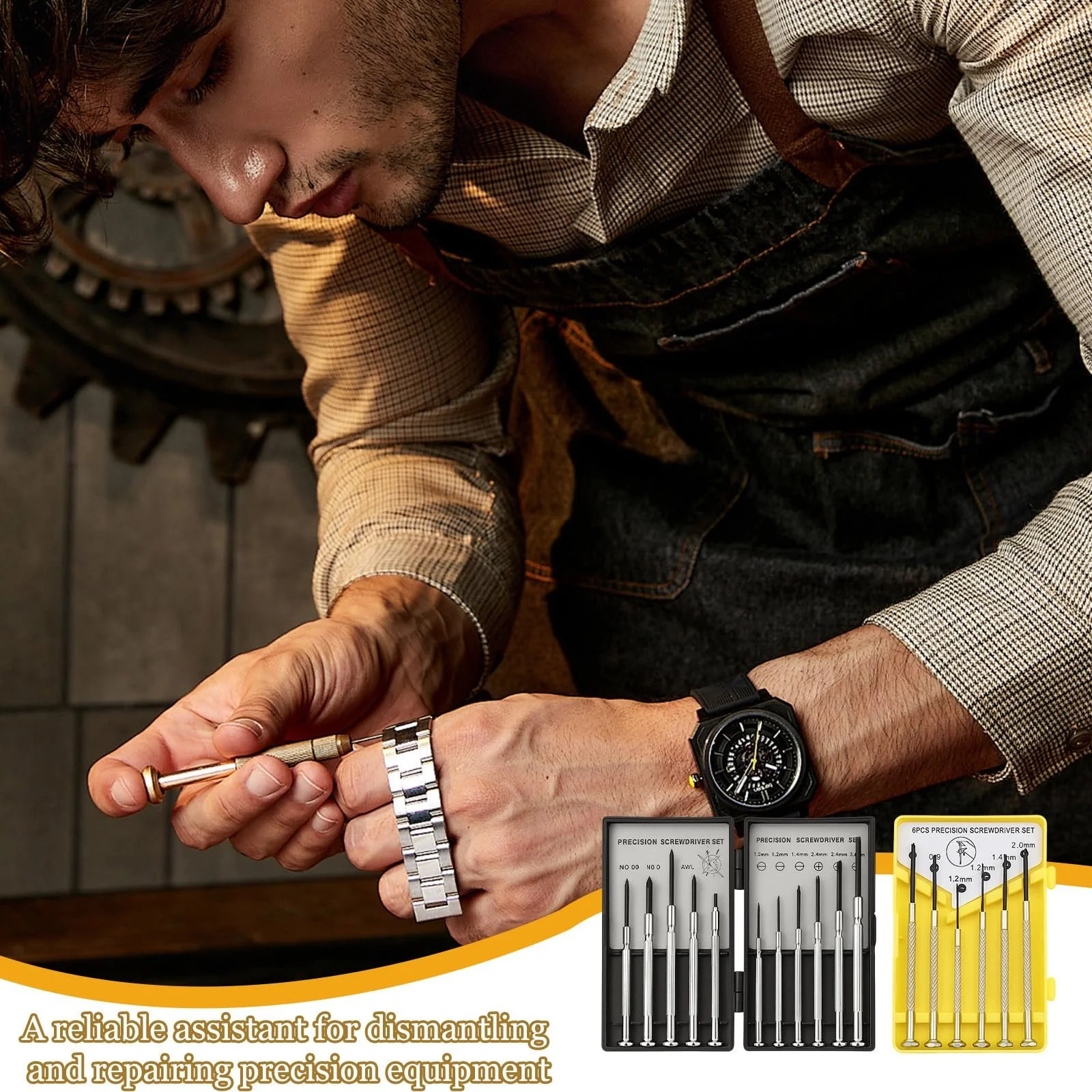 Набір прецизійних викруток 17 предметів 11 чорних + 6 жовтих, фото №4