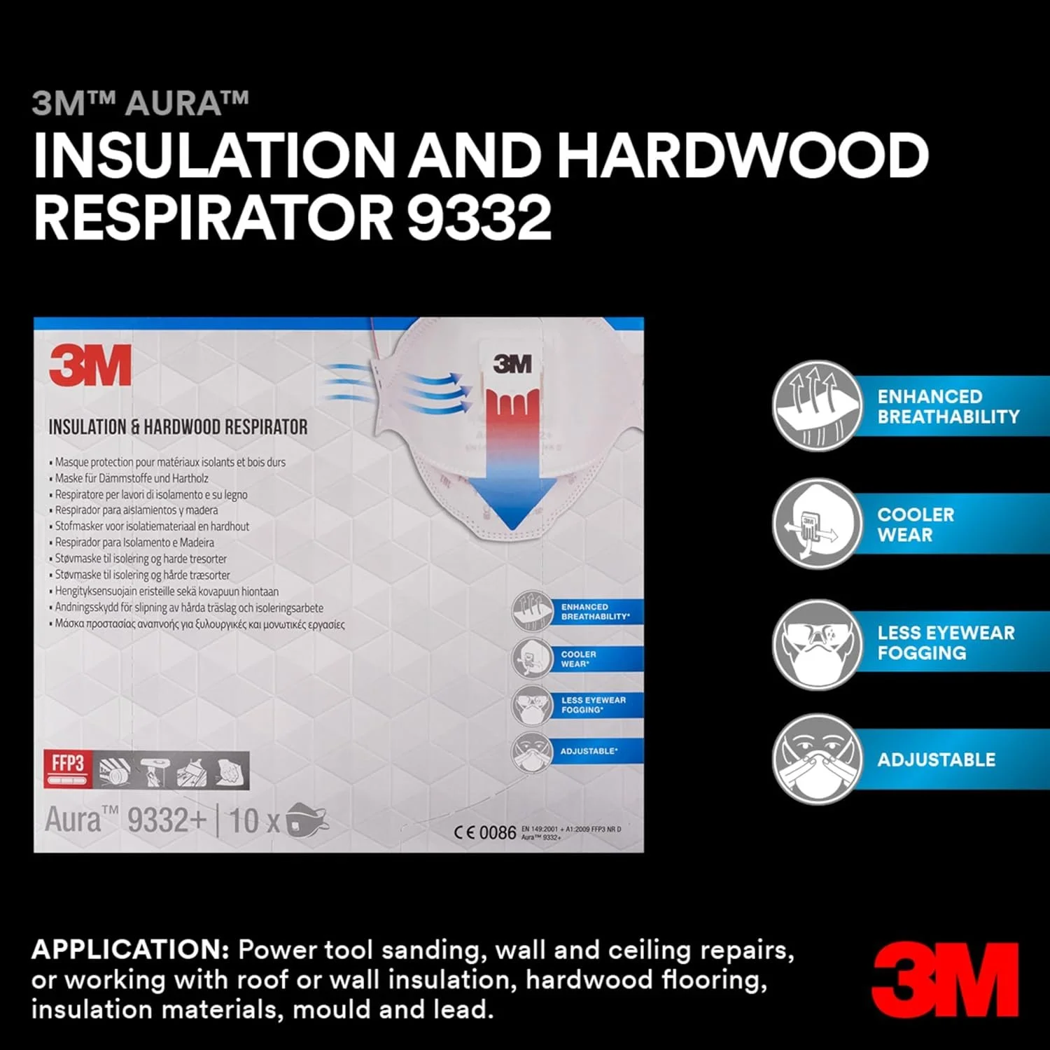 Респиратор 3М Aura 9332 FFP3 с клапаном, фото №3 Респиратор 3М Aura 9332 FFP3 с клапаном, фото №3