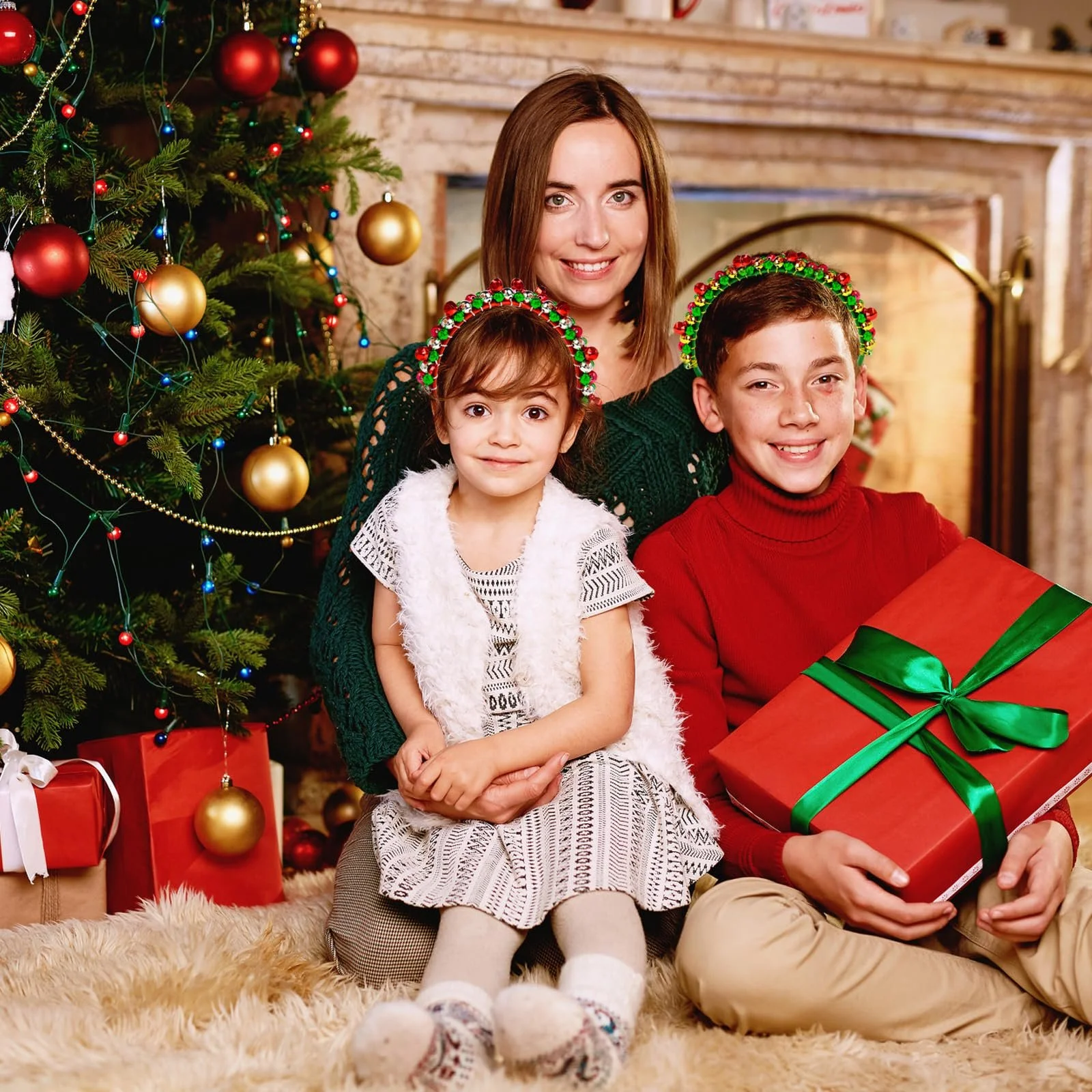 Різдвяний Обруч для Волосся з Дзвіночком Різдво Червоний Зелений, фото №6 Різдвяний Обруч для Волосся з Дзвіночком Різдво Червоний Зелений, фото №6