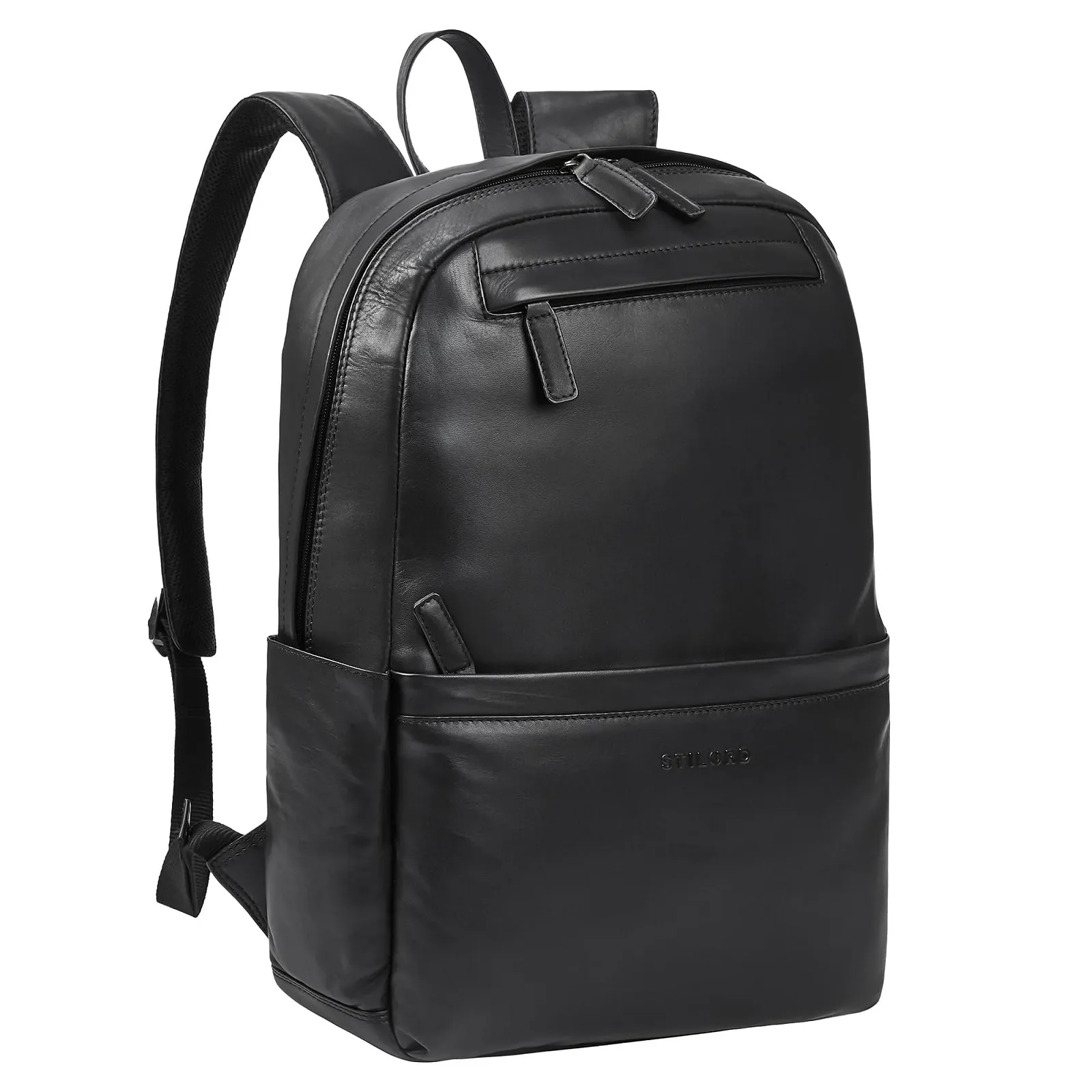 Рюкзак для ноутбука STILORD Brighton 15.6 дюймів шкіряний XL Чорний, фото №1