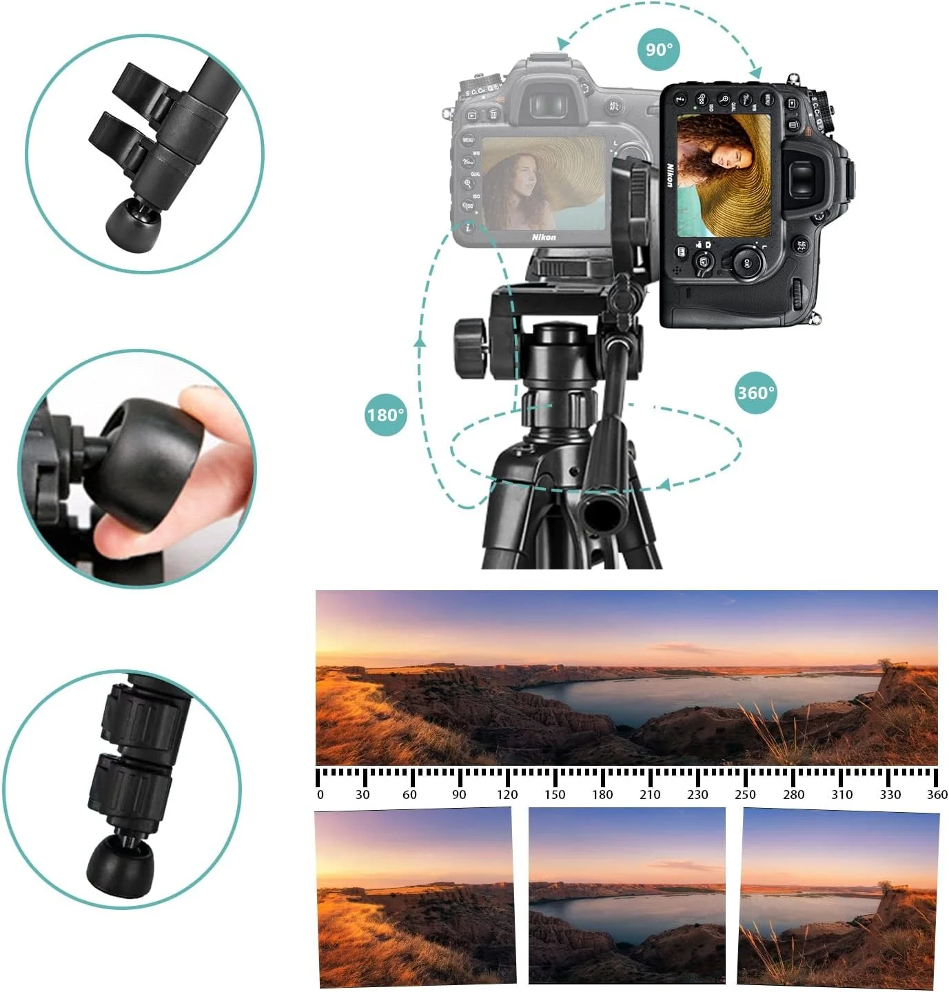 Штатив для камери EVERESTA 55" Чорний, фото №2 Штатив для камери EVERESTA 55" Чорний, фото №2