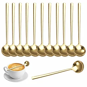 Кофейная Ложка из нержавеющей стали Золотая Десертная Ложка Чайная Ложка 12 штук Кофейные Ложки Маленькая Кофейная Ложка Набор Кофейных Ложек для Десерта Кофе Мороженого 13 см Набор Мини Ложек для Дома Кухни Кафе Подходит для мытья в посудомоечной машине - Фото 1