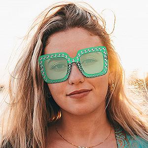 Солнцезащитные очки AUTOECHO Rhinestone Bling Квадратные, большого размера synthetic.ua - Фото 1