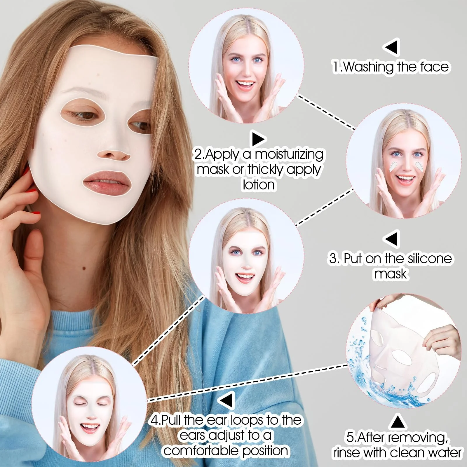 Маска для обличчя Oruola, 4 шт., силіконова, багаторазова маска, фото №5 Маска для обличчя Oruola, 4 шт., силіконова, багаторазова маска, фото №5