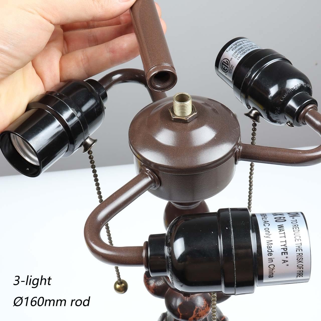 Настільна лампа Bieye Baroque L30024US Стиль Тіффані Вітражне скло Цинкова основа 17 дюймів 26 дюймів висота, фото №5