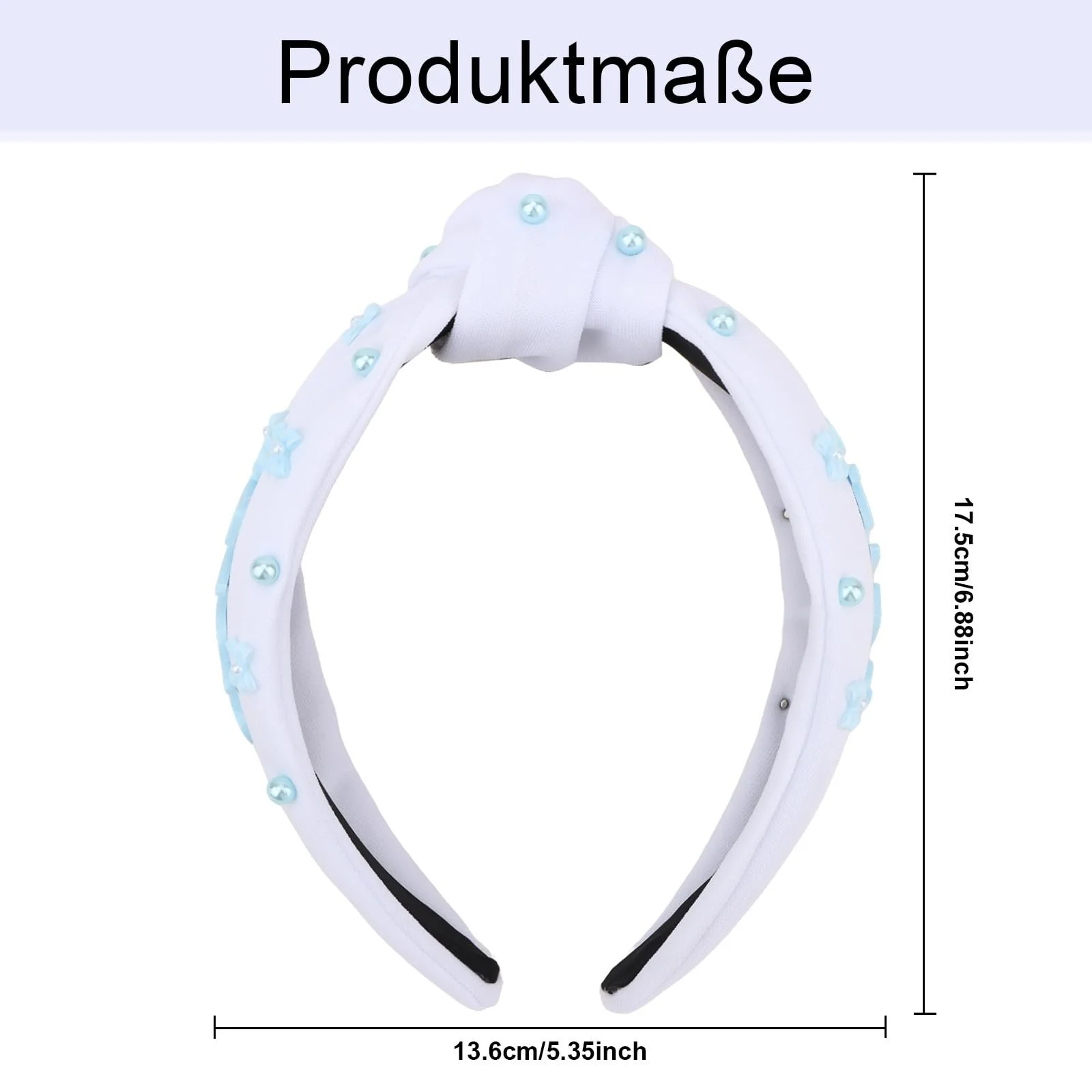 Обруч Білий Вузол з Синім Написом "Bride" та Перлинною Оздобою, фото №2 Обруч Білий Вузол з Синім Написом "Bride" та Перлинною Оздобою, фото №2