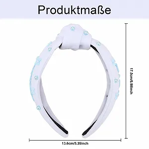 Обруч Белый Узел с Синей Надписью "Bride" и Жемчужной Украшением synthetic.ua - Фото 1