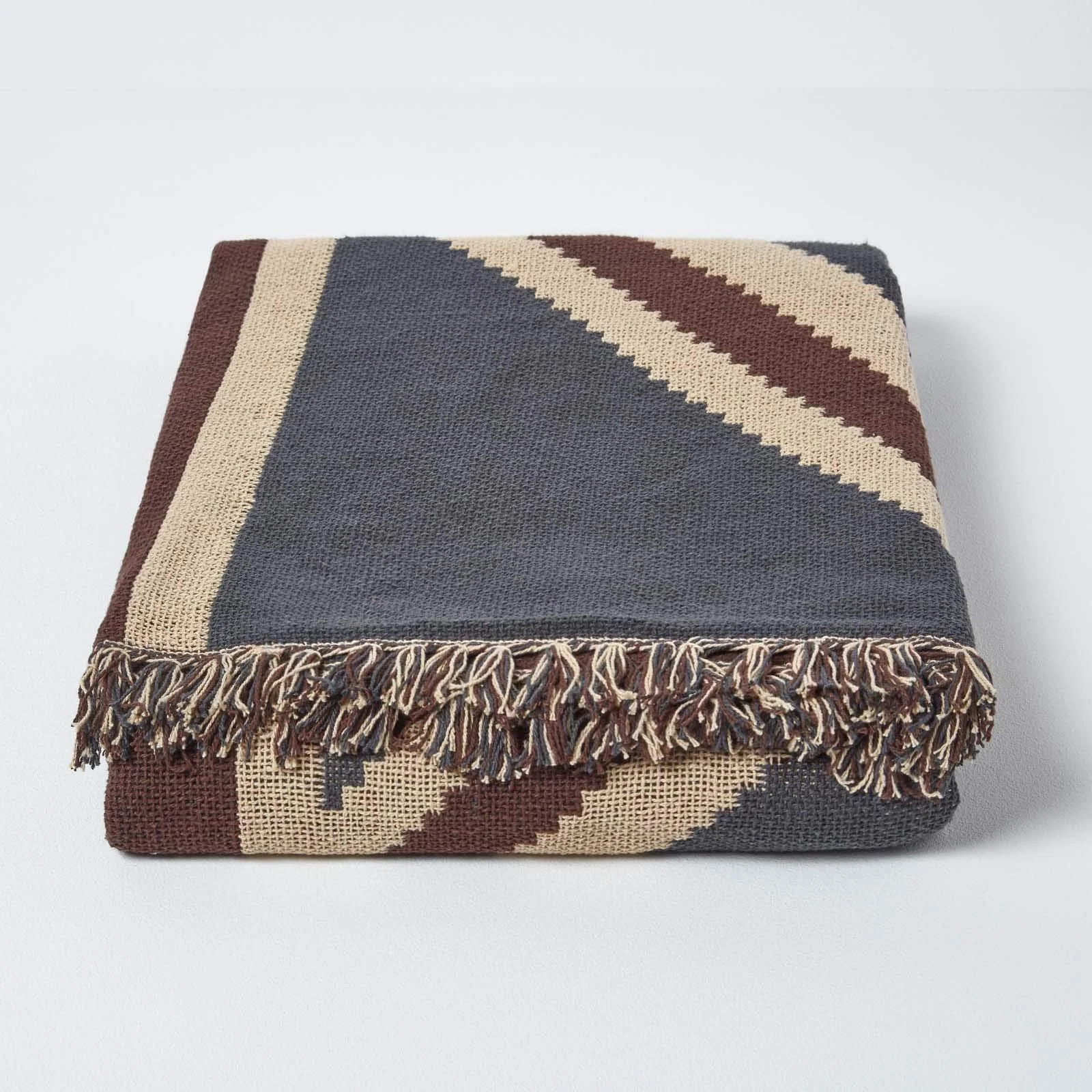 Покрывало Homescapes Хлопок 100% Union Jack 125 x 150 см - United Kingdom Жаккардовое покрывало для дивана/кресла с бахромой, фото №2