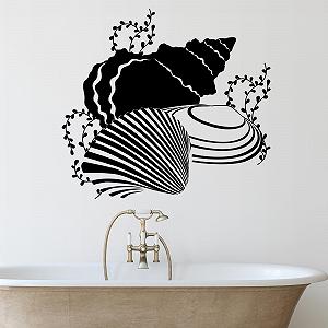 Наклейка на стіну GRAZDesign 082 Shells Bathroom Self-Adhesive Мушлі для ванної 44 x 40 см Бежевий synthetic.ua - Фото 1