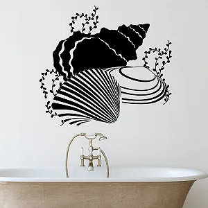 Наклейка на стіну GRAZDesign 082 Shells Bathroom Self-Adhesive Мушлі для ванної 44 x 40 см Бежевий synthetic.ua - Фото 1