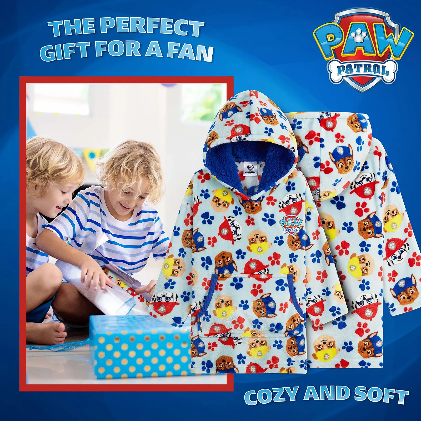 Худи Paw Patrol, детское, оверсайз, одеяло-худи для мальчиков и девочек, фото №2