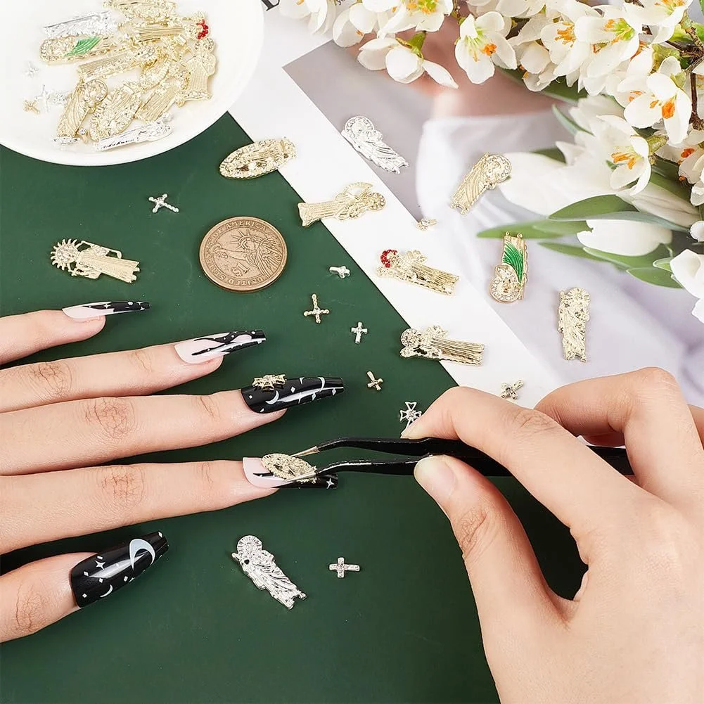 Украшения для ногтей Кресты AHANDMAKER, 21 стиль, 42 шт., 3D украшения для ногтей, разноцветные аксессуары для украшения ногтей со стеклянными стразами, фото №3