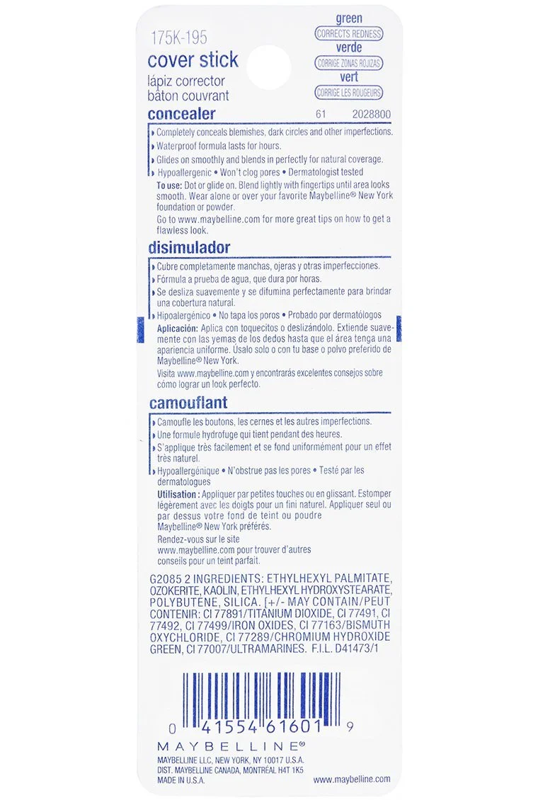 Консилер Maybelline Cover Stick 195 Зеленый, фото №3 Консилер Maybelline Cover Stick 195 Зеленый, фото №3