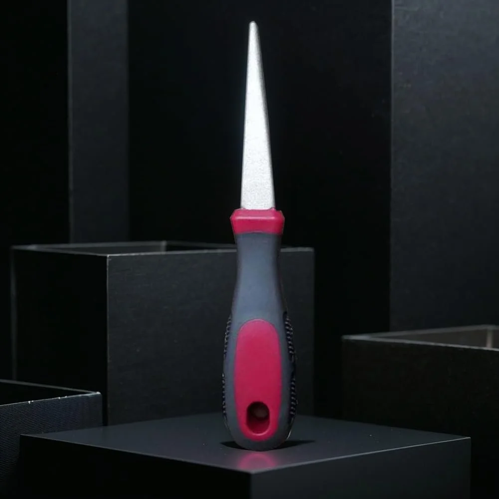 Надфіль для заточування алмазний Двосторонній плоский вигнутий з нековзною ручкою, фото №2