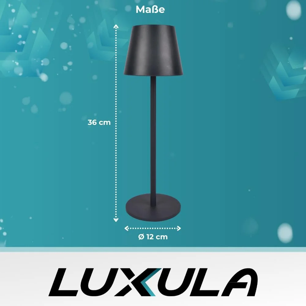 Настільна лампа LUXULA світлодіодна димована з акумулятором сенсорна 3 режими CCT бездротова IP44 USB для дому та вулиці набір з 6 шт, фото №6