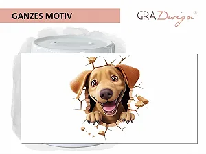 Скарбничка GRAZDesign Funny Money Box Wall Crack Собака керамічна synthetic.ua - Фото 1