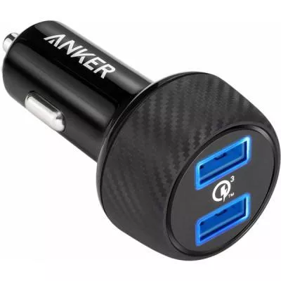 Зарядное устройство Anker PowerDrive - 2 Quick Charge 3.0 Ports V3 (Black) (A2228H11), фото №1