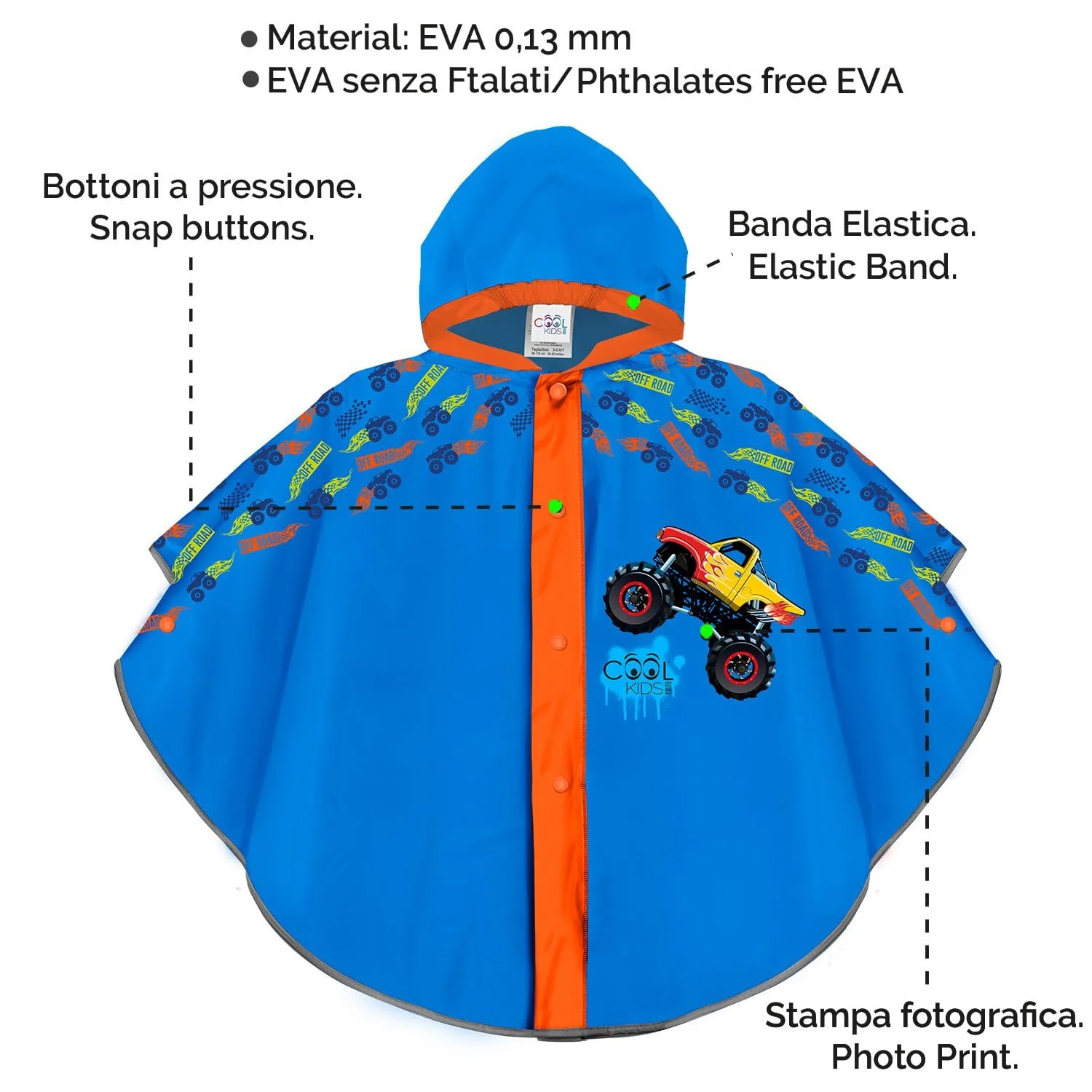 Дощовий плащ-пончо PERLETTI Світловідбиваючий для дітей для малюків, фото №4 Дощовий плащ-пончо PERLETTI Світловідбиваючий для дітей для малюків, фото №4