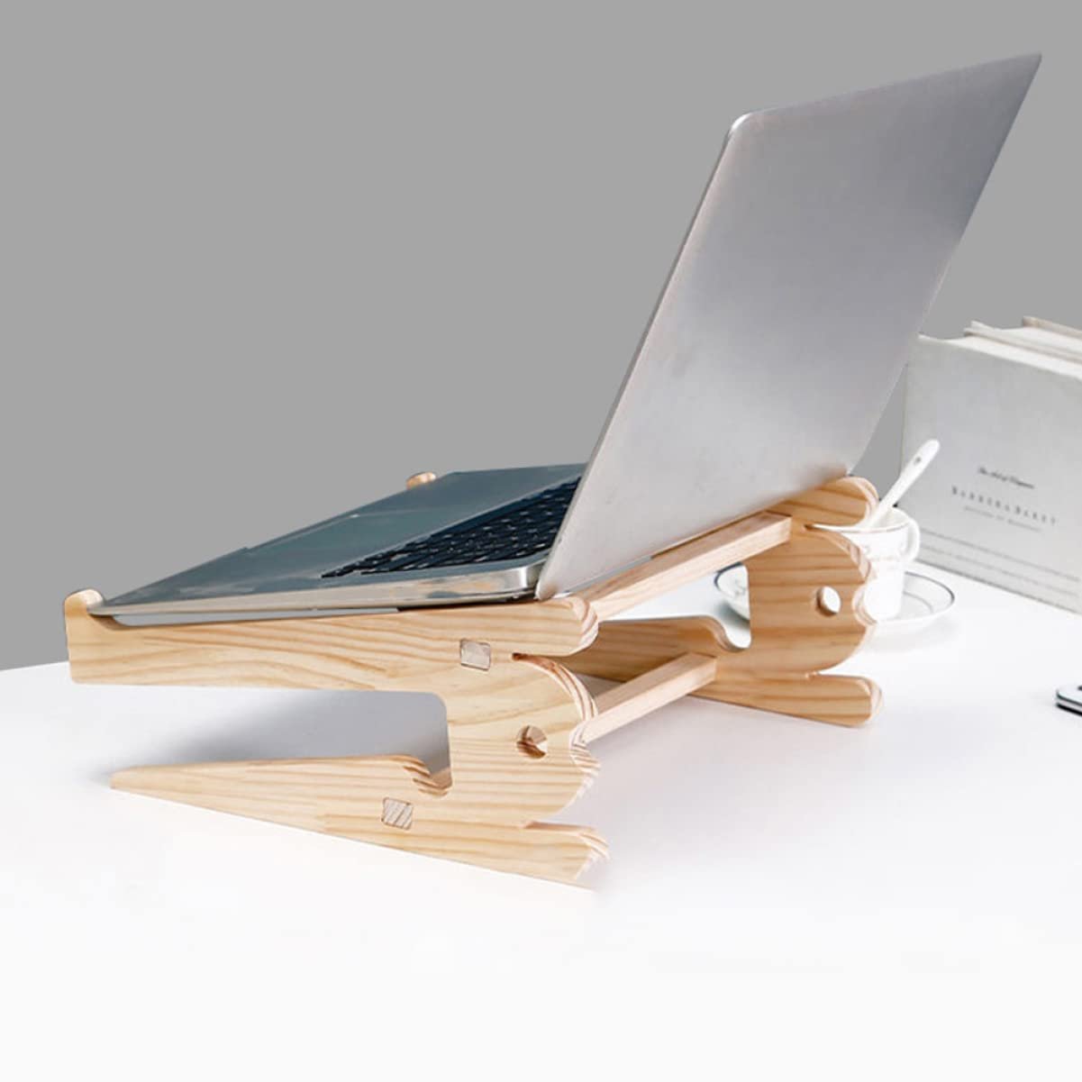 Подставка Деревянная для ноутбука NUOBESTY Регулируемая по высоте для ноутбуков и планшетов Эргономичный дизайн, фото №6