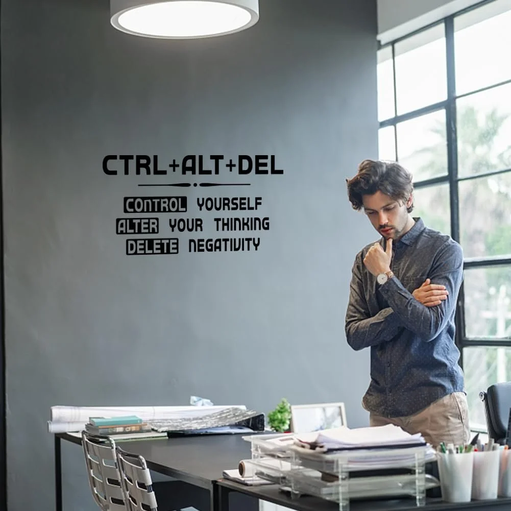 Настінна наклейка SUPERDANT Inspirational Ctrl+Alt+Del Офісна Мотиваційна Вінілова, фото №4