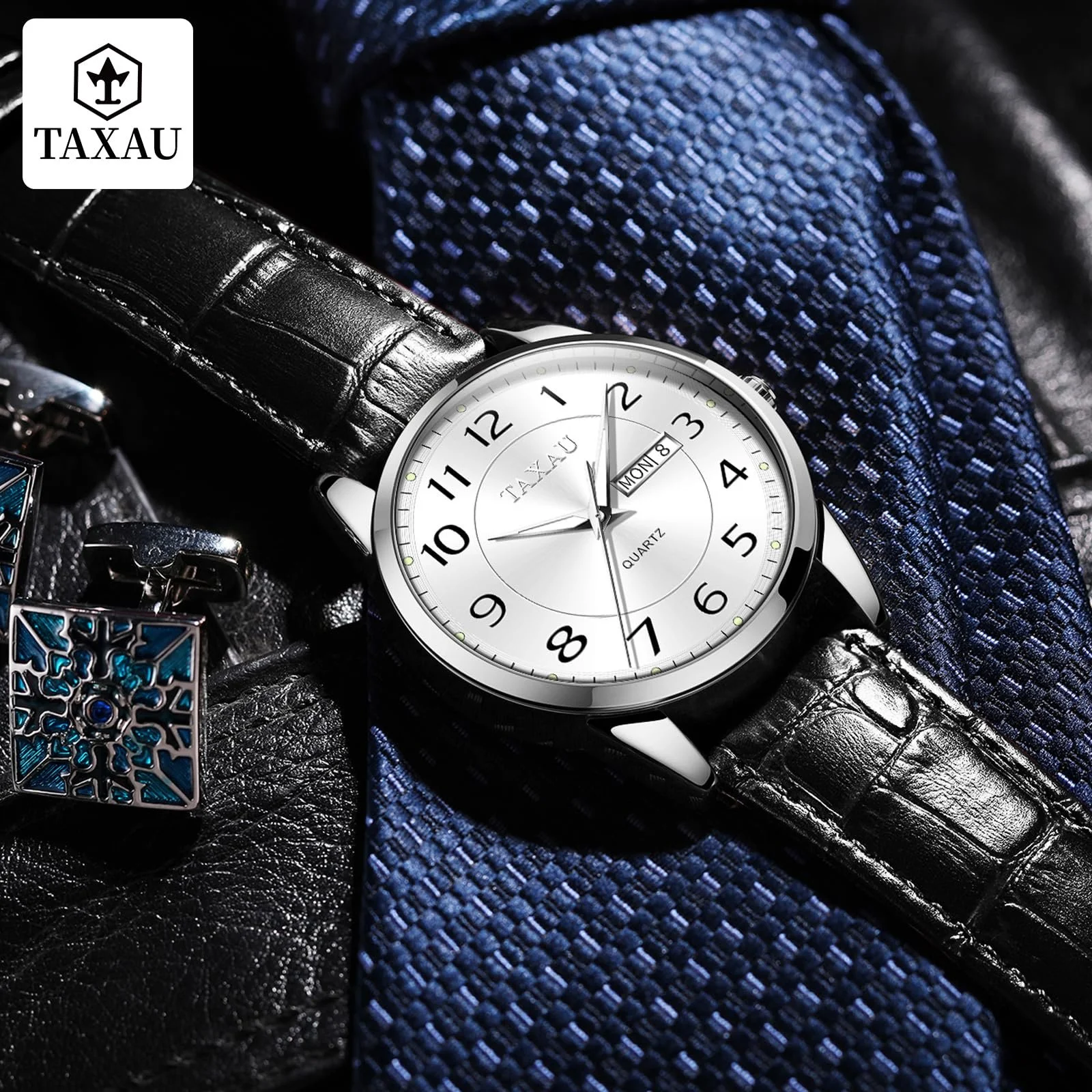 Класичний шкіряний годинник для чоловіків Аналоговий кварцовий Великий циферблат, фото №7 Класичний шкіряний годинник для чоловіків Аналоговий кварцовий Великий циферблат, фото №7