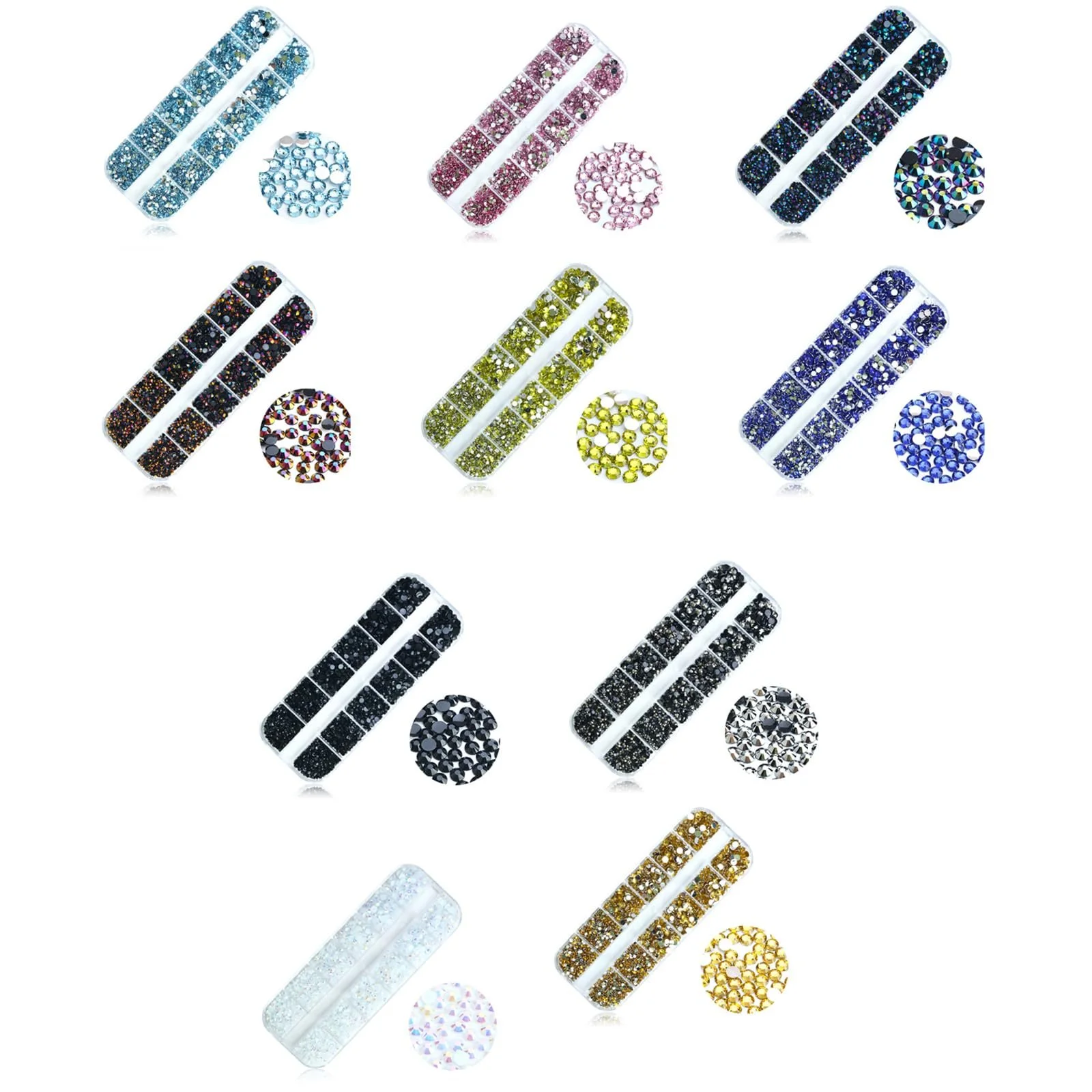 Стразы для ногтей Круглые Камни Блестки Камни Ювелирные Изделия Кристаллы для ногтей 12Grid, фото №3