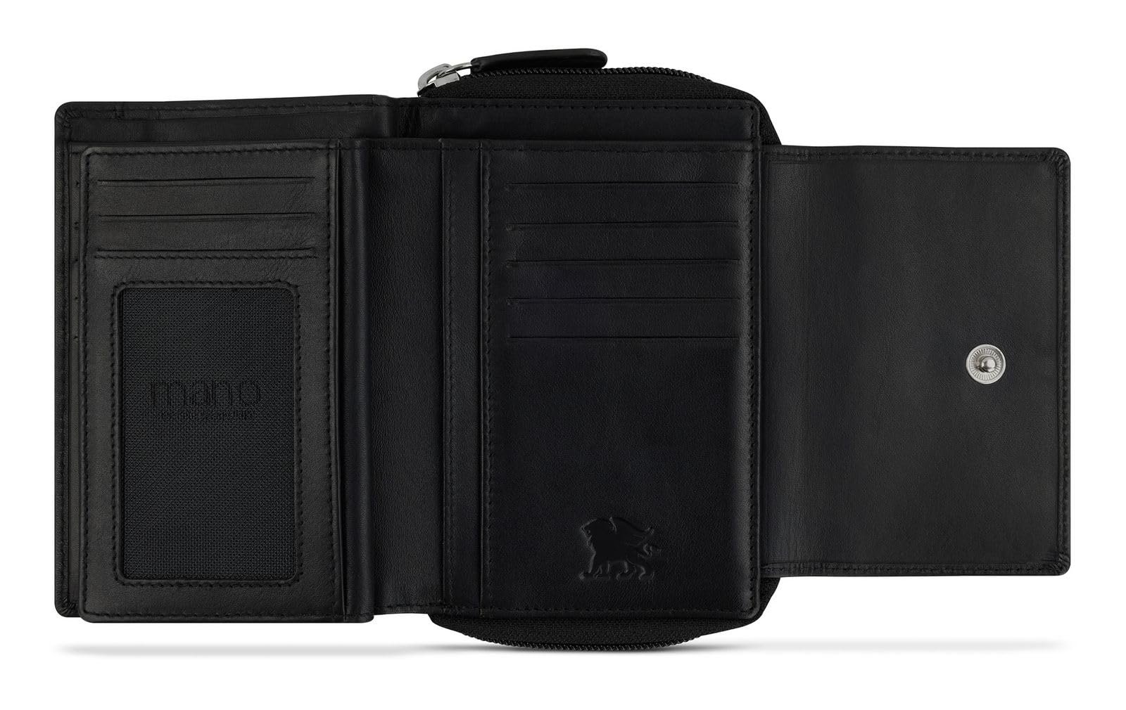 Кошелек Женский mano Don Andrea RFID Lady Zip Black Черный, Элегантный, фото №2
