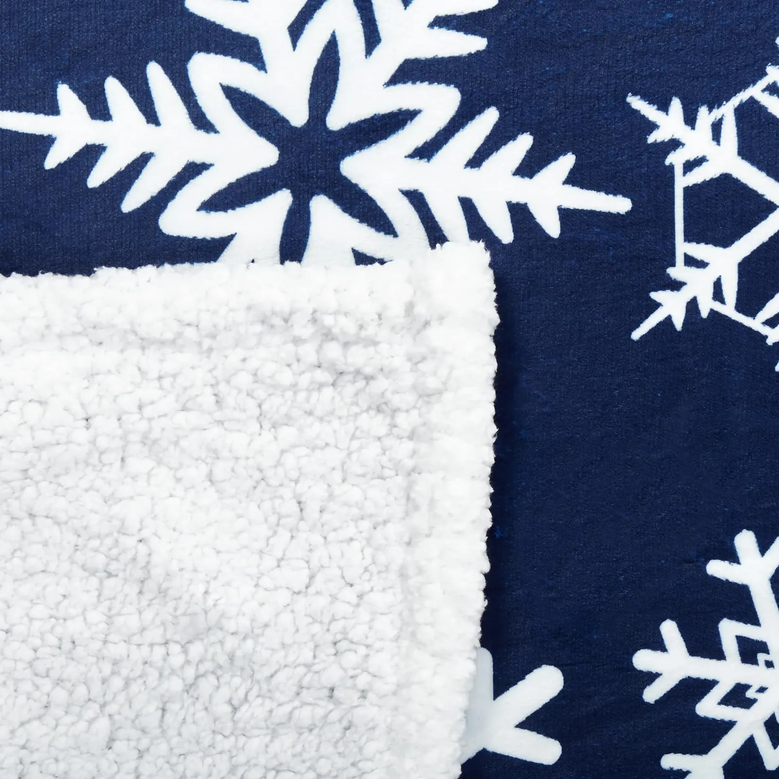 Тканинний Плед Синій / Білий Прямокутний 150 x 200 см з Мотивом Сніжинки Аніс, фото №5