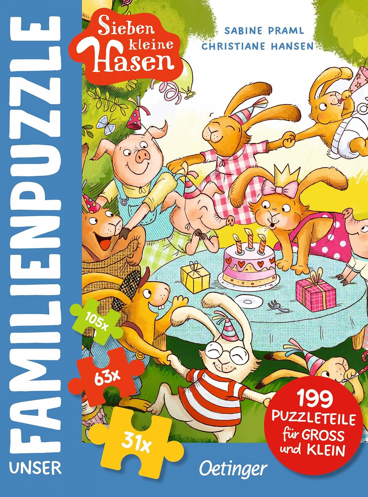 Пазл Seven Little Rabbits Our Family Puzzle 199 деталей 34 x 60 см від 3 років, фото №2