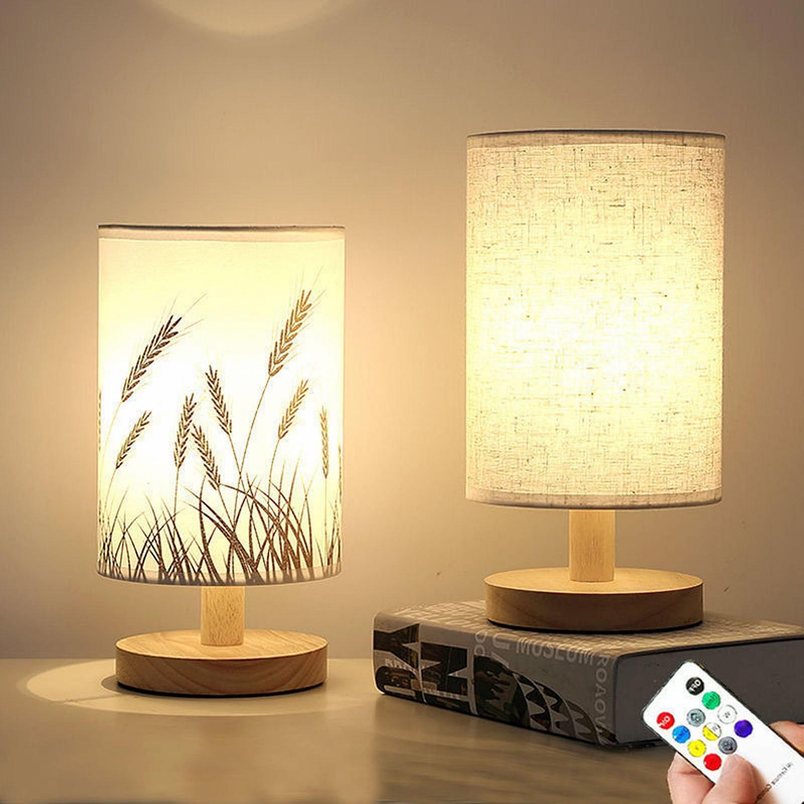 Настільна лампа ViaGasaFamido LED Димер Масив дерева USB Абажур з колосками пшениці, фото №2