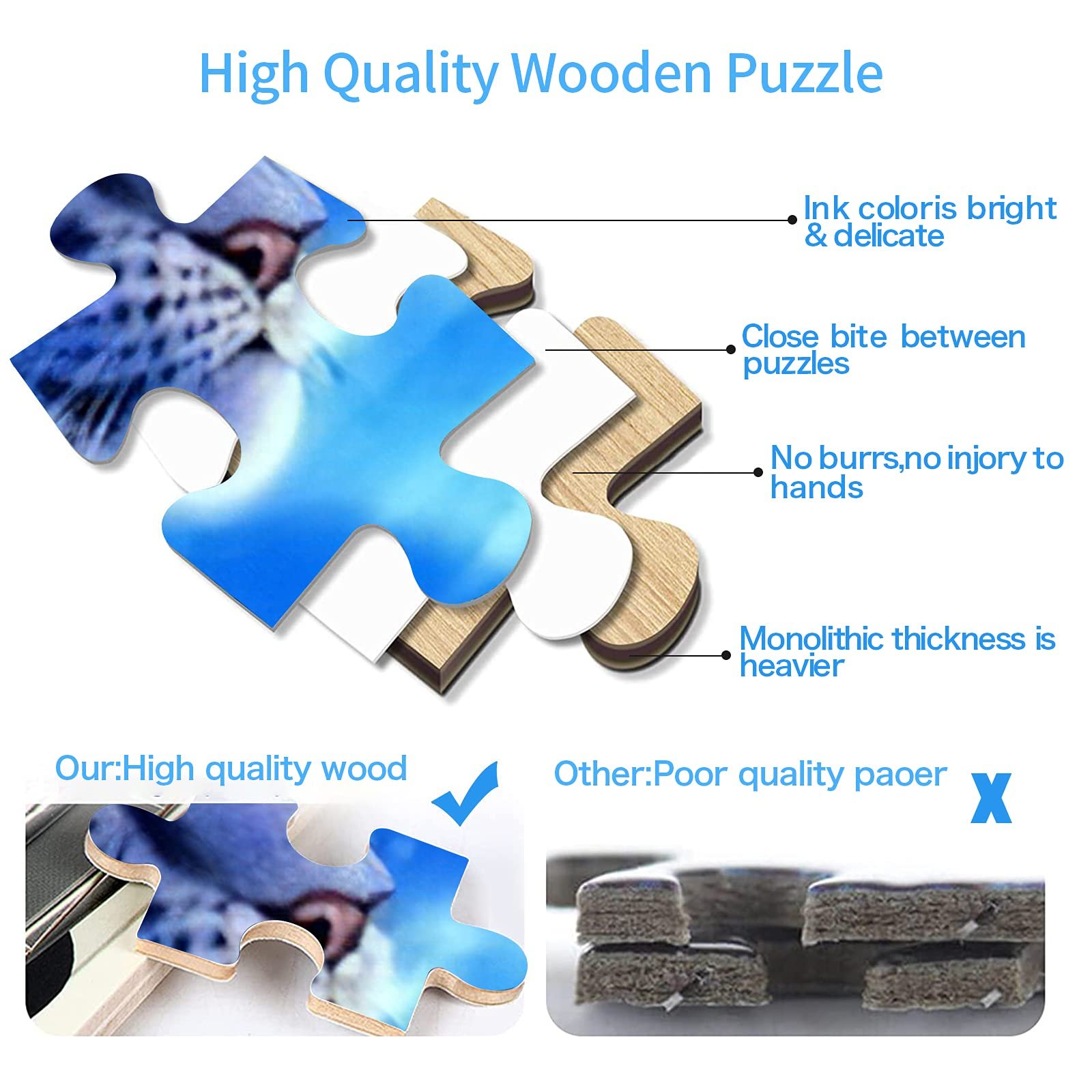 Пазл Classic Puzzle White Tiger 1000 елементів DIY Kit дерев'яний, фото №2 Пазл Classic Puzzle White Tiger 1000 елементів DIY Kit дерев'яний, фото №2