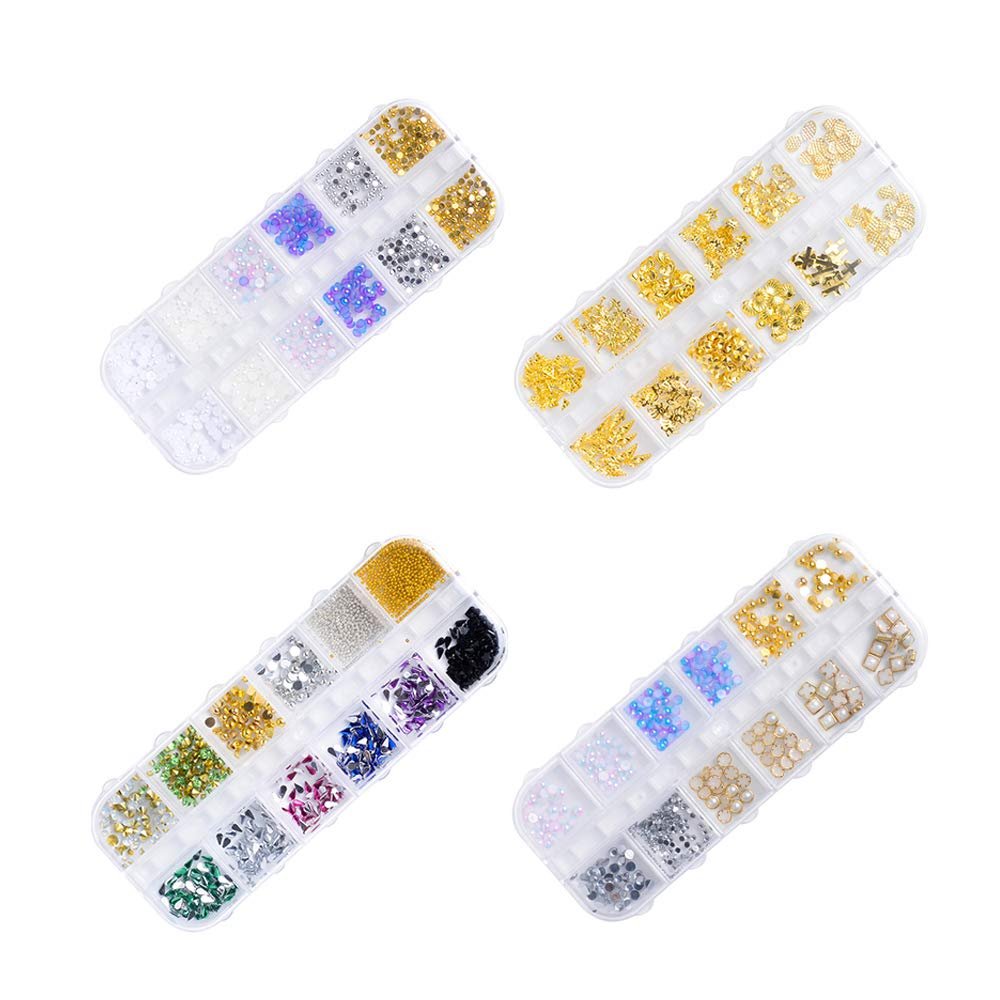 Набір Металеві заклепки для манікюру 3D-прикраси для нігтів, золотисті, кульки, перлини, фото №1