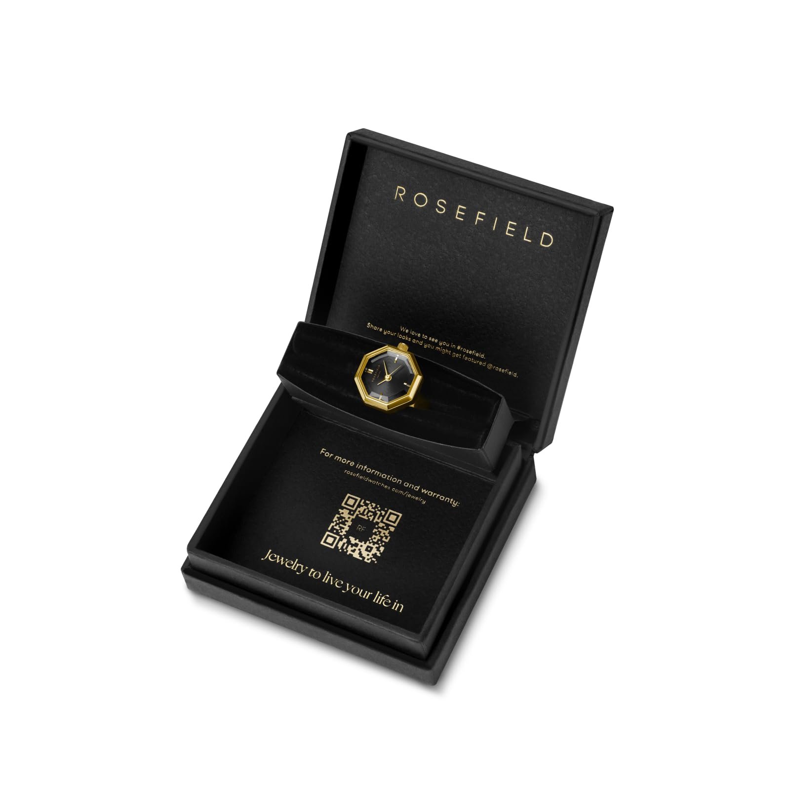 Годинник-кільце Rosefield Сталь SBGSG-O67 Чорний циферблат, золотий корпус 18 x 18 мм, фото №4