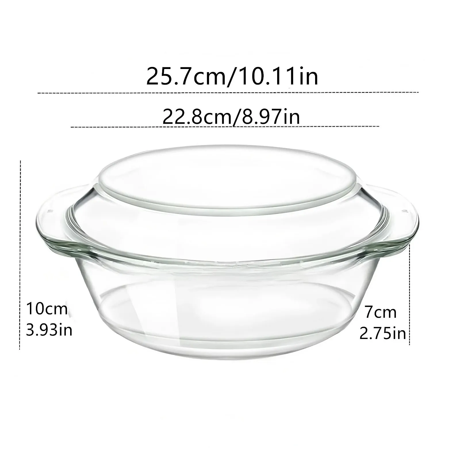Форма для запікання скляна Кругла з кришкою 25.7 см 2000 мл, фото №2