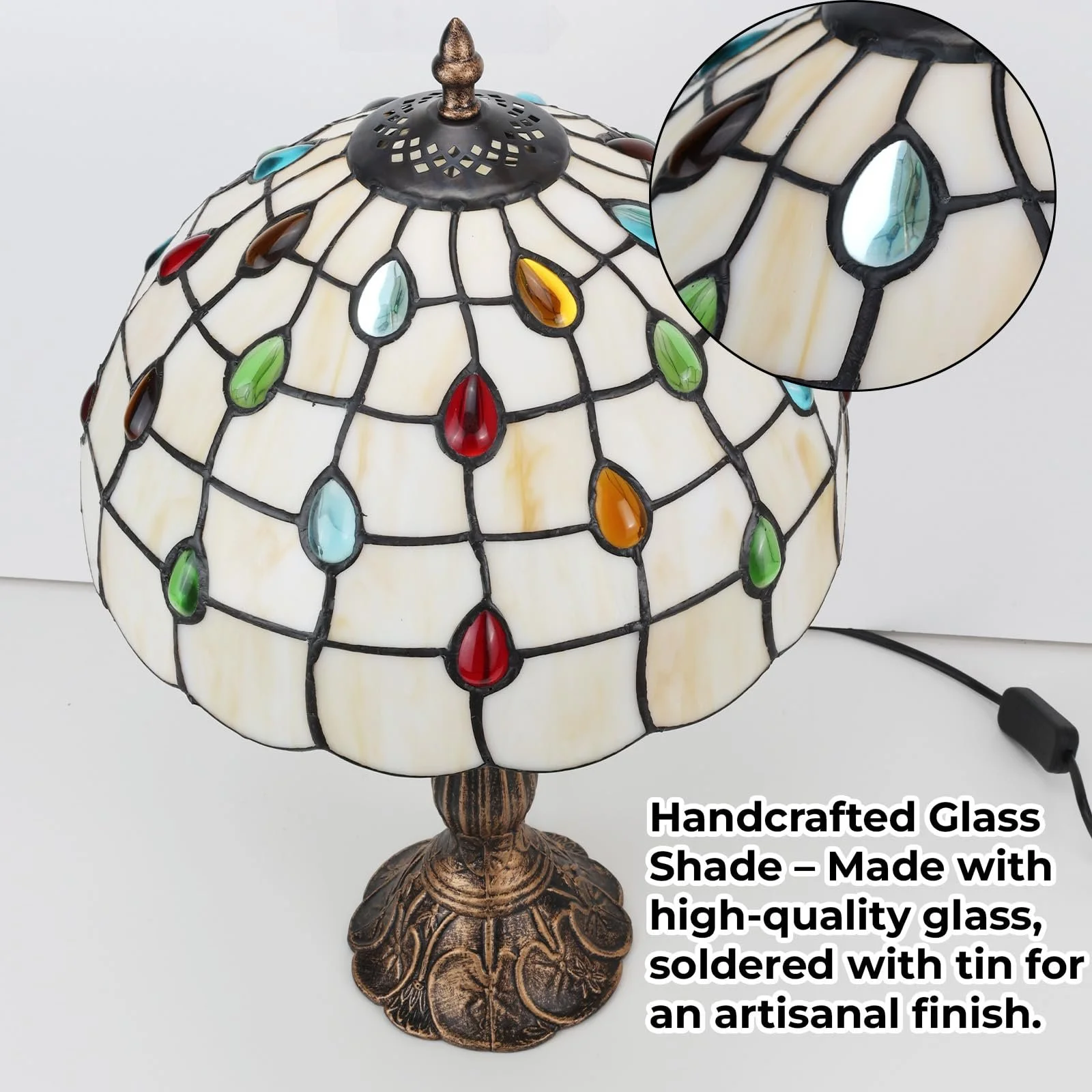 Настільна лампа Alpinaluz Tiffany Style E27 Бронзова латунь, фото №4